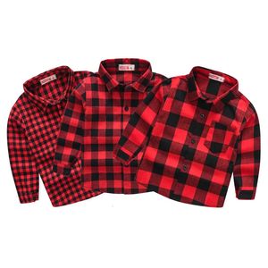 Boys chemises Classic Casual Plaid Child Shirts Kids School Blouse Rouge Tops Vêtements Enfants Enfants Plaid 2-8 ans