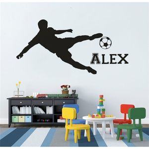 Garçons Autocollant Joueur De Football Sportif Mur Vinyle Stickers Football Club Intérieur Nom Personnalisé Cadeau AZ721 220622