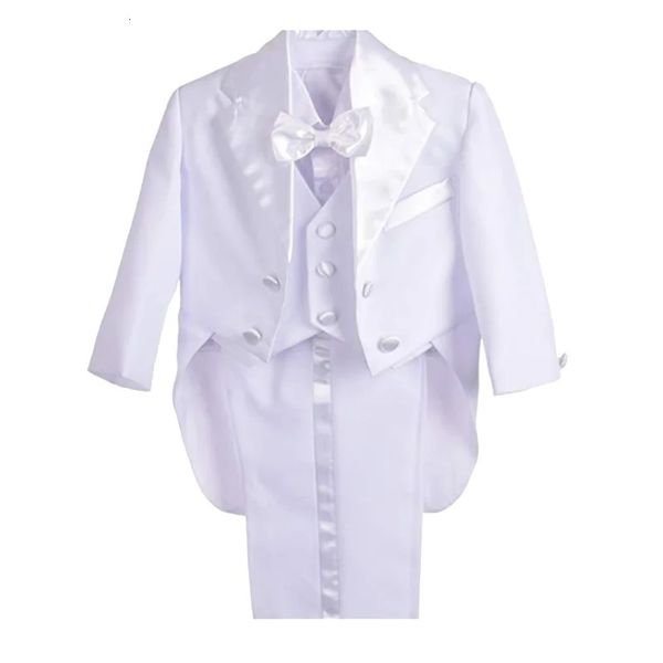 Garçons De Mariage Fête D'anniversaire Blazer Smoking Bébé Garçon Baptême Tenue Manteau Chemise Pantalon Gilet BowTie Gentleman Costume Baptême Vêtements 240313