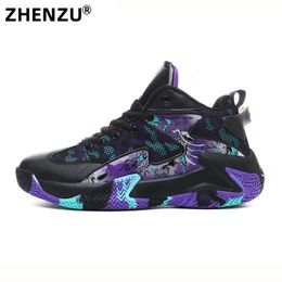 Garçons Zhenzu Basketball Men léger Men de sport portable non glissant chaussures sportives baskets athlétiques femmes