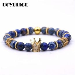 Boyulige Charm Crown Bracelets Bangles Men Jewelry Beads Natural Stone Pulsera para hombres y mujeres Amantes de la amistad Pulseras Y2009246c