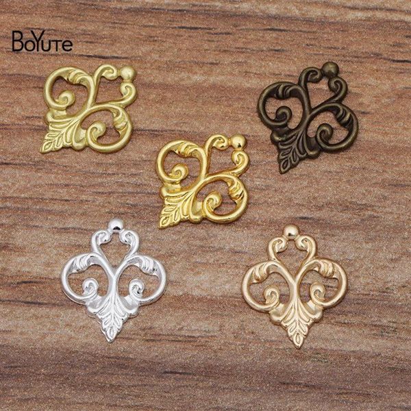 BoYuTe 100 pièces Lot métal laiton estampage 13 15MM filigrane fleur résultats bijoux à bricoler soi-même accessoires pièces Whole309v