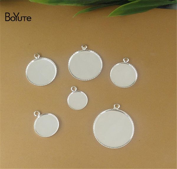 BoYuTe 100 pièces rondes 12MM 14MM 16MM 18MM 20MM camée Cabochon réglage de Base pendentif en argent plateau blanc bijoux à bricoler soi-même Material1067143