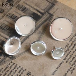 BoYuTe 100 Stuks Ronde 8MM 10MM 12MM 14MM 16MM Cabochon Basisafstelling Verzilverd Stud oorbel Lege Lade Diy Sieraden Findings252B