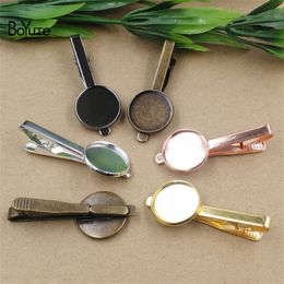 Boyute 10 stks Antieke koper DIY TIECLIP LEGE BEZELLAY ROND 16 MM 18 MM 20 MM CABOCHON BASE INSTELLEN Sieraden Bevindingen