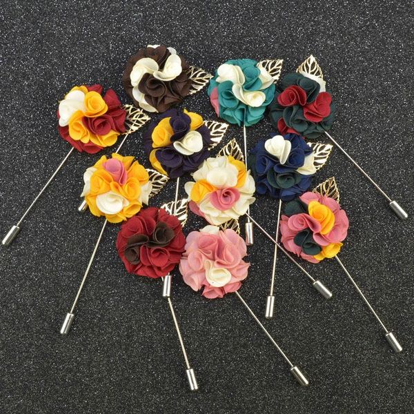 BoYuTe 10 pièces mélange de couleurs fleur hommes épinglette de mariage boutonnière broche broches pour costumes 240106