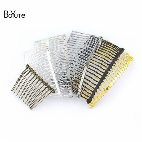 BoYuTe, 10 Uds., peine de alambre Vintage hecho a mano para manualidades, Base de peineta de Metal para el cabello, accesorios de joyas para el cabello chapados en 6 colores para mujer, negro, 236V