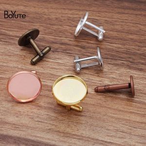 BoYuTe 20 pièces Lot 12MM 14MM 16MM 20MM Cabochon Base métal français boutons de manchette blancs plateau lunette bricolage vêtements pour hommes Accessori2494