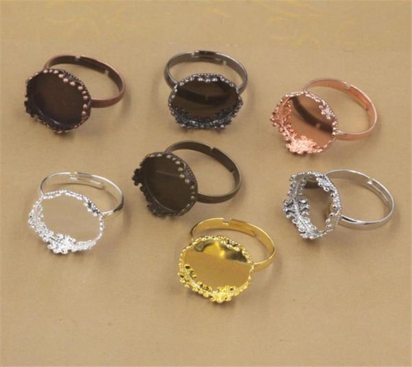 BoYuTe 20 pièces 15MM Cabochon anneau réglage de Base 7 couleurs plaqué réglable anneau blanc lunette plateau bijoux à bricoler soi-même Making7933351