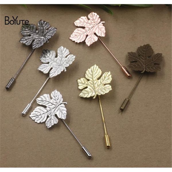 BoYuTe 20 piezas 5 colores plateado Estilo Vintage 29 32MM Base de hoja de arce broche alfileres accesorios de joyería Diy 276b