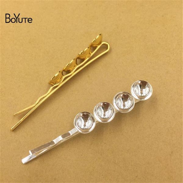 BoYuTe 20 piezas 8MM bandeja Base en blanco soldadura Clip de pelo Pin Metal hierro Diy piezas de joyería para el cabello accesorios 299y