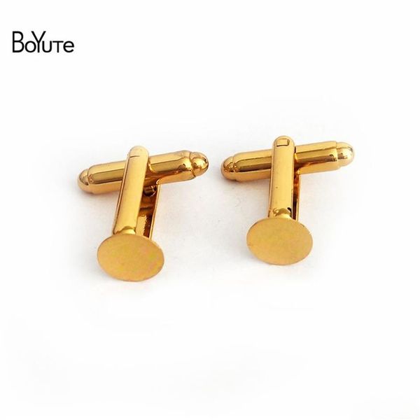 BoYuTe 40 pièces 2 couleurs 6MM 8MM 10MM 12MM réglage de Base de Cabochon rond tampon de colle plat boutons de manchette plateau de lunette vierge bijoux à bricoler soi-même Accessori269S