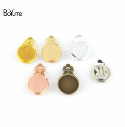 BoYuTe 50 pièces 7 couleurs plaqué non percé oreille Clip boucles d'oreilles vierges 1012141618MM Base de Cabochon bijoux à bricoler soi-même accessoires 1269059