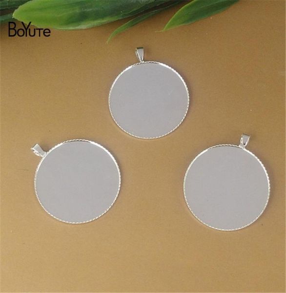 BOYUTE NOUVEAU PRODUIT 100pcs 20 mm 25 mm Cameo Round Cabochon Base Réglage Silver plaqué Diy Pendentif Blank Plax Bile Copper Bijoux FI9778387