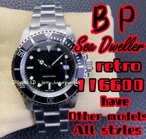 BP 116600 Sea Dweller Reloj vintage de lujo para hombre de acero inoxidable 904L, movimiento mecánico 3135. Buceo de 40 mm Natación de negocios