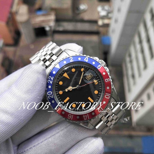 BP Factory Relojes antiguos Vintage SS / SS 40MM Reloj para hombre 2813 Movimiento automático 16710 Cristal Cierre clásico Rojo Azul Bisel de aluminio