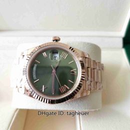 BP Factory Mens Watch Top Quality 40mm Day-Date 228235 Presidente 18k Rose Gold Green Dial Relógios Ásia 2813 2836 3255 Movimento Mecânico Automático Masculino Relógios de Pulso