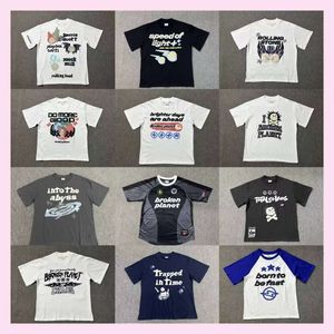 BP trendy cartoon schedelschuimbrief afdrukken ronde nek losse korte mouwen t-shirt voor mannen en vrouwen paar T-shirt
