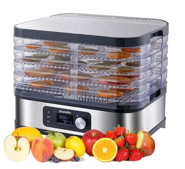 Equipo de procesamiento de alimentos sin BPA, 5 bandejas con temporizador Digital y Control de temperatura para frutas, verduras, carne, carne seca