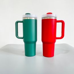 BPA-vrij grote capaciteit Gepoedercoat H2.0 Kerst Kerstmis rood groen 40oz quencher tumbler voor lasergegraveerd gepoedercoat, verkocht per doos