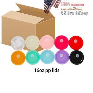 Couvercles en plastique de remplacement colorés Standard sans BPA, avec trou de paille, couvercle en acrylique pour canette en verre de 16oz, vente en gros, 921