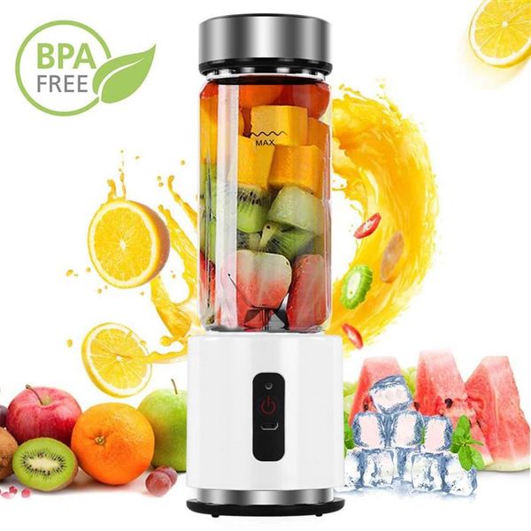 BPA USB Rechargeable Smoothie Blender Batterie Personnel 380ml Verre Smoothie Blender Juicer Facile Petit Portable256i