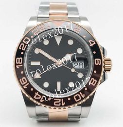 BPF Factory V6 besttime Super Men's Best Edition 904L GMT Deux tons or rose 18 carats Lunette en céramique noire/marron 126711 Verre saphir automatique 3285 Montres-bracelets