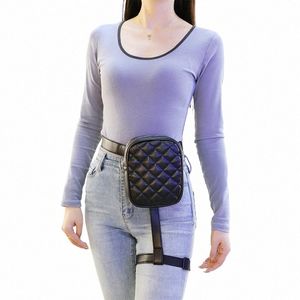 Bq elegante Diamd senderismo al aire libre motocicleta amante del motorista de moda mujeres cintura caída pierna cinturón cuero Fanny Pack Cool Girl Bag j6zk #