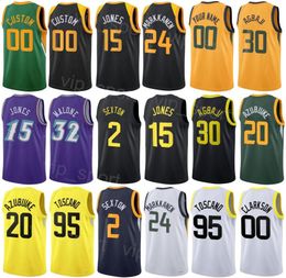 Gedrukte icoon basketbal Juan Toscano-Anderson Jerseys 95 Damian Jones 15 Clarkson 00 Udoka Azubuiike 20 Walker Kessler 24 Rudy Gay 22 Russell Westbrook 99 Men Women