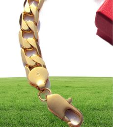 Armband 12 mm vaste gouden afwerking fijne premium kwaliteit heren Cuban Curb Link Chain Handwork Stamep 24 K272M4414096