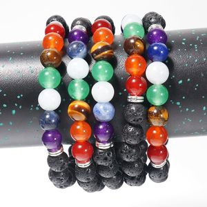 Bracelet de brins perlé pour les femmes 7 chakras de pierres réelles pierres naturelles