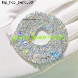 Bracelet 925 Silver Custom Druzy Jewelry VVS Moisanite 3 mm 4 mm 5 mm Collier Hip Hop Street Rapper Accessoires Colliers pour femmes
