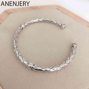 Bracelet armband ontwerper Anenjery Silver Color Rhombus Open armbanden voor vrouwen mannen geometrische manchet sieraden geschenken S-B484