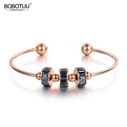 Bracelet armband ontwerper Bobotuu romantisch roestvrij staal zwart witte kubieke zirkonia manchet armbanden armbanden liefhebbers sieraden voor vrouwen cadeau bb18191