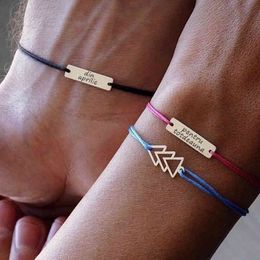 Armbandbangle designer sieraden koppels armbanden vrouwen gepersonaliseerde gravurange aangepaste letter roestvrij staal rood zwart touw