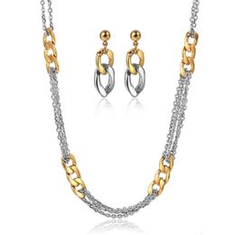 Pulsera Brazalete Diseñador Collar de acero inoxidable Pendientes Conjunto para mujer Color dorado Cadena cubana Mezcla Plata Rolo Link Diseño único Conjuntos de joyería