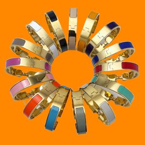 Bracelet Boucle pour Hommes et Femmes Titane Acier Lettre Émail Designer Bracelets Couple Style Cheval Mode Tendance Bracelet Or Argent Rose avec boîte orange