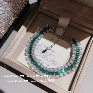 Bracelet chaîne tendance pour femmes, bijoux de luxe, couleur argent, Tennis, vert, zircone cubique, cadeau, 2023