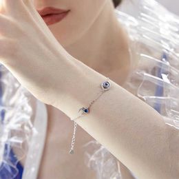 Bracelet chaîne en argent Sterling 925 pour femmes, accessoires, pierre bleue, mauvais œil, marque de luxe, bijoux d'amitié pour hommes, faits à la main