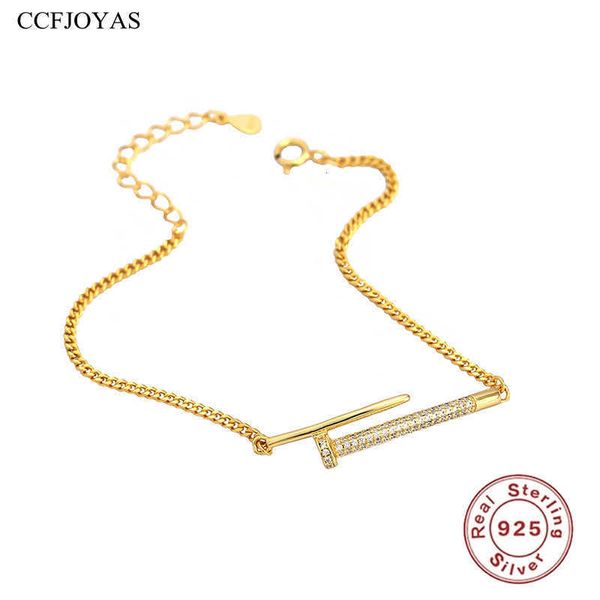 Ccfjoyas – Bracelet chaîne en argent Sterling 100% 925, Punk Rock, Zircon pour femmes, accessoires de bijoux de luxe légers français
