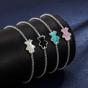 Armbandketen Forviona Original Design Sterling Silver S925 Multicolor Zirkon Cute Bear Light Luxury Brand Populaire sieraden