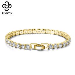 Armbandketen RINNTIN 14K GOUD GOLD 925 Sterling Silver 2/3/4 mm Kubieke zirkonia Luxe tennis voor vrouwen sieraden SB91