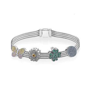 Bracelet chaîne couleur argent S925, ensemble de perles avec breloques, bijoux de luxe originaux pour femmes, cadeaux pour femmes