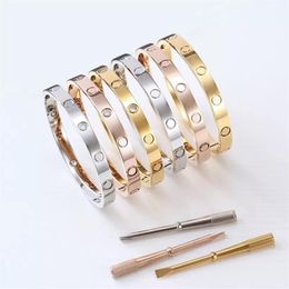 Pulsera brazaletes de diseño joyería de amor de moda de lujo pulseras de puño de uñas finas Oro Plata Rosa 4CZ Brazalete de acero inoxidable for298T
