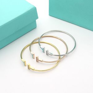 Bracelet bracelet de créateur bracelets de luxe classique Double T bracelet ouvert petite amie bijoux avec bracelet diamant cent