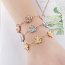 Bracelet Designer For Women Fashion Classic 4 5 Clover Femme Designer Bracelet Lucky 10 Modèle Bracelet Fleur Pendre Bijoux de mariage