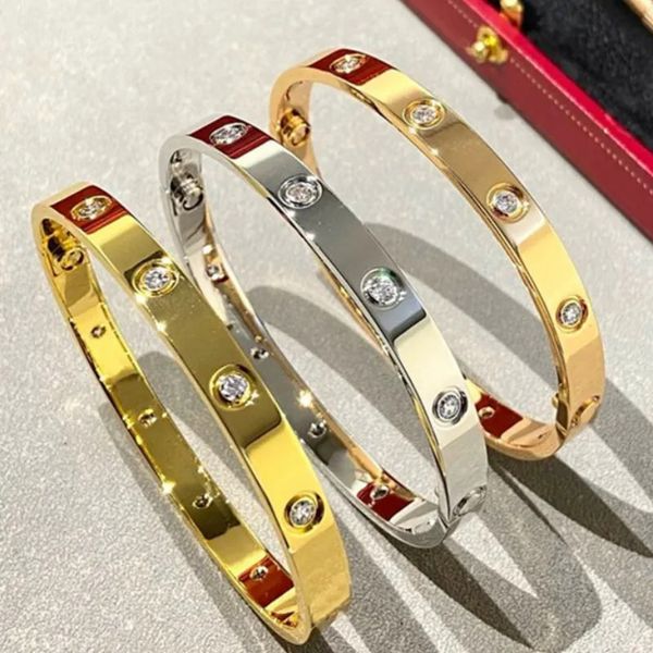 Bracelet Designer Jewelry Fashion Gold Bangle Bracelets de haute qualité Bracelets Luxury Mens Brand Rose Rose en acier inoxydable Box 18K Gold Love Bangle Mens