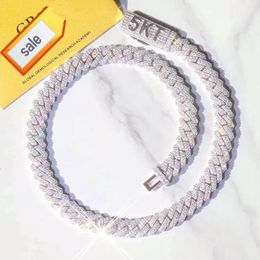 Bracelet Designer Jewelry Gold Collier Cuban Link GRA Certificat Moisanite Diamond 10 mm 12 mm de large chaîne en argent solide pour hommes chaînes Hip Hop pour hommes Gift Chain