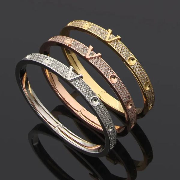 Bracelet bijoux de créateur bracelet de chaîne en or de luxe bracelet d'amour pour hommes et femmes lettre S rainure ronde perceuse à ongles bracelet ne se décolore pas