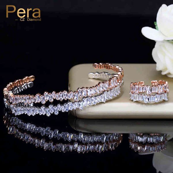 Pulsera Diseñador Pera Mujeres de lujo Accesorios de joyería para fiesta de graduación Big Baguette Cubic Zirconia Brazalete ajustable y juego de anillos para mejor amigo Z015